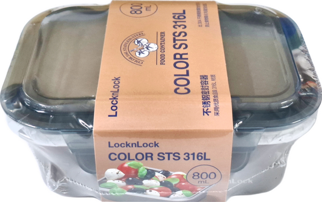 LocknLock 樂扣樂扣 不鏽鋼密封容器 LST504GRY 316L, 1組, 容器 + 蓋子