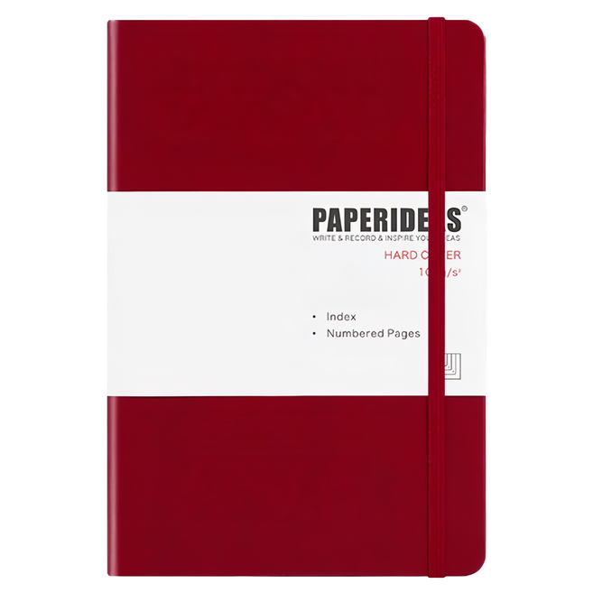 PAPERIDEAS A5 硬皮 方格 148 x 213mm 188頁, 酒紅色, 1本