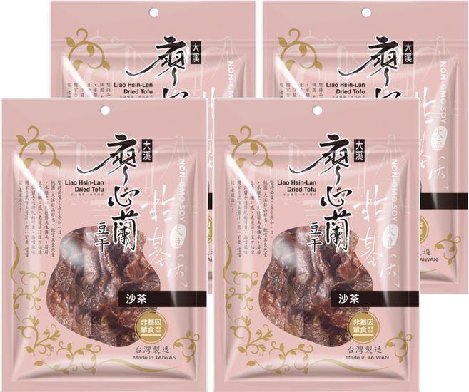 大溪廖心蘭豆干 非基改豆干 沙茶, 110g, 4包