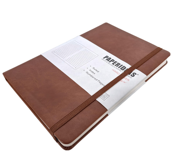 PAPERIDEAS A5 硬皮 188頁 橫線筆記本, 棕色, 1本