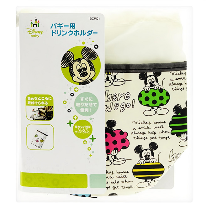 Skater 推車專用保溫置物袋 14.5 x 11.5cm, Mickey 綠色, 1個