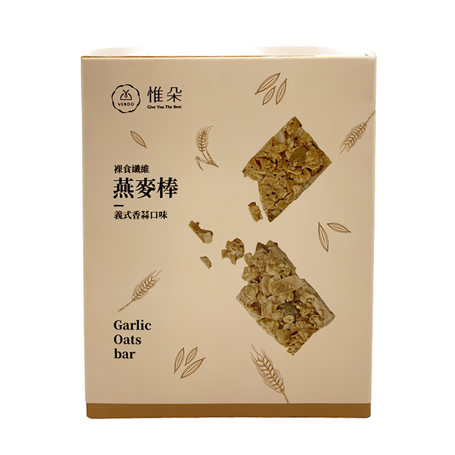 VERDO 惟朵 裸食纖維 燕麥棒獨立包 義式香蒜口味, 180g, 1盒