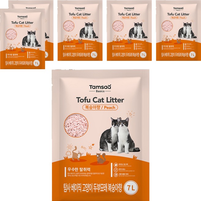 Tamsaa Basics 豆腐貓砂, 7L, 6包, 水蜜桃香