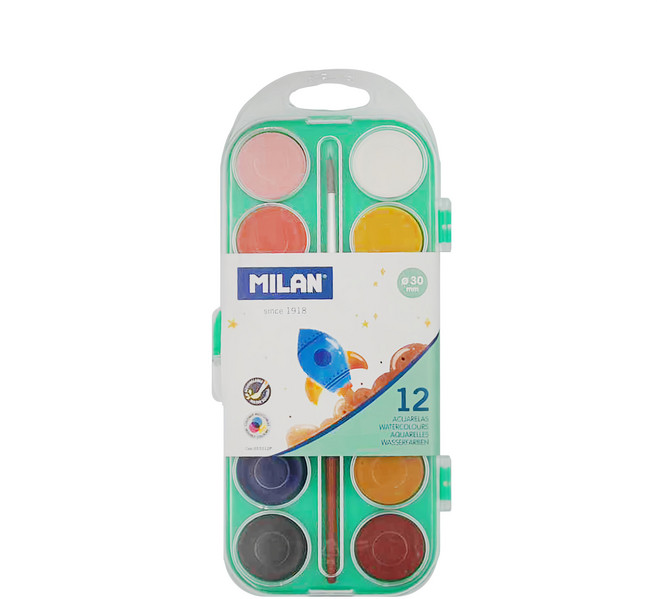 MILAN 水彩粉餅彩繪盤 基礎色, 130g, 12色