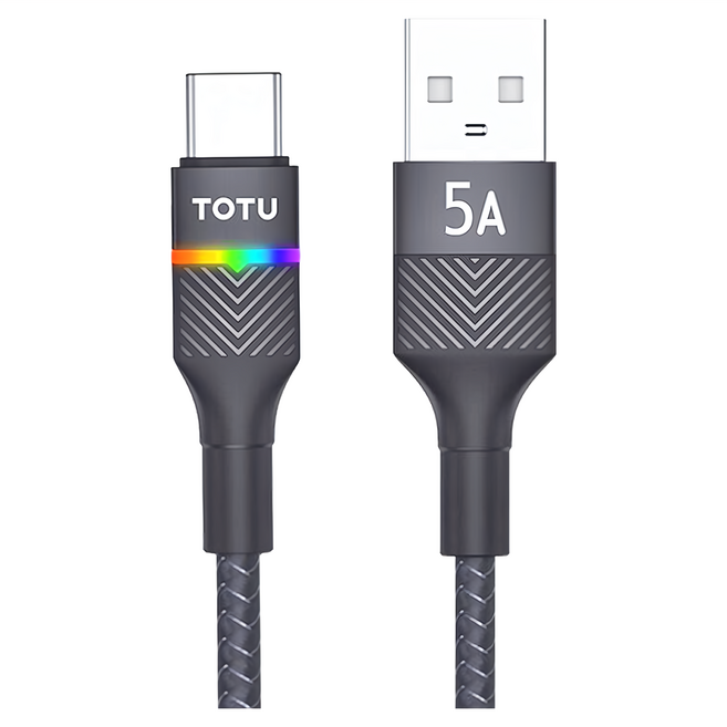 TOTU 拓途 征程系列 Type-C 5A 快充線 充電線傳輸線 編織 LED 1.5m 黑色 1條