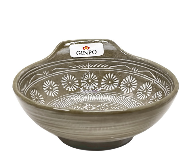 GINPO 銀峯 陶器 萬古燒 大碗 12 x 5cm, 花三島 咖色, 1個