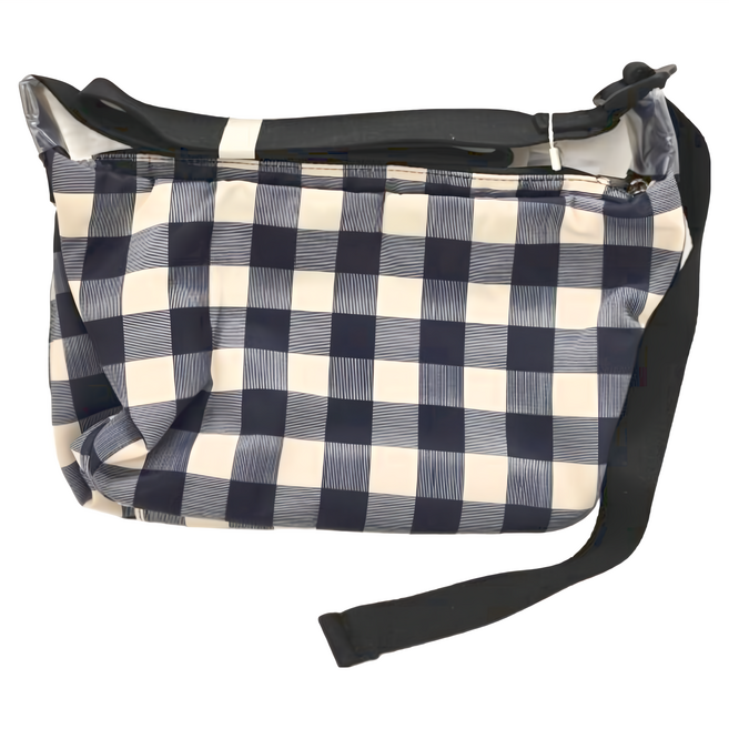 anello SONIA 格子條紋印花&素色款 斜背包, 格子 米色 + 黑色