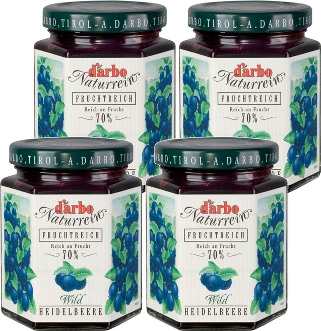 d'arbo 德寶 奧地利70%果肉果醬 蒂羅爾藍莓, 200g, 4罐