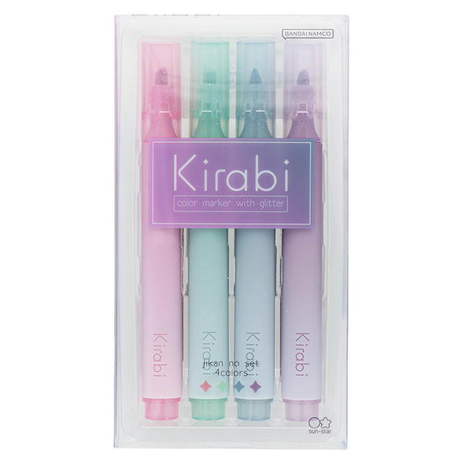 sun-star Kirabi 珠光閃亮螢光筆4件組, 粉色+藍色+綠色+紫色, 4支