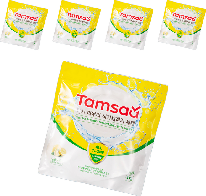 TAMSAA 多合一洗碗粉 洗碗機專用, 1kg, 5包