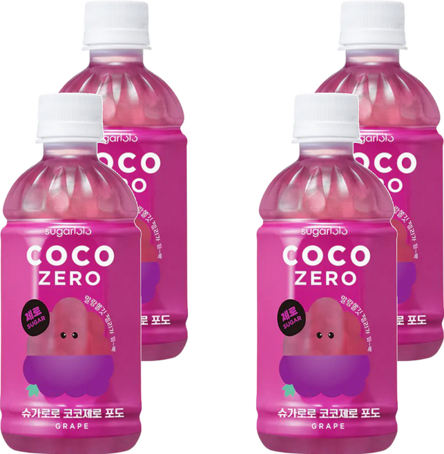 sugarlolo 椰果飲料 葡萄風味, 4瓶, 340ml