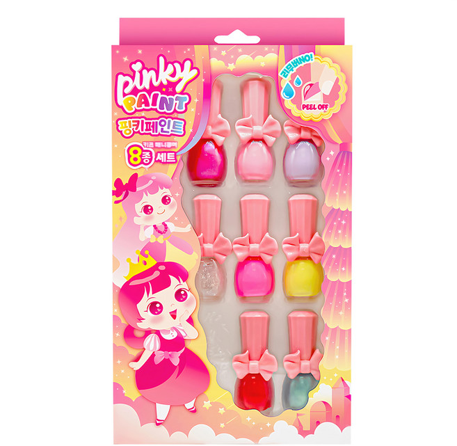 i'm pinky Pinky cosmetic 孩童水性指甲油8件組, 8瓶指甲油, 1組
