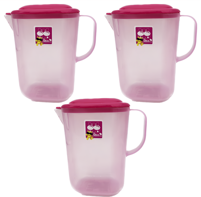 GIMI 吉米 小品味塑膠冷水壺 耐熱溫度 -20°C~+120°C 台灣製, 粉色, 1.2L, 3個
