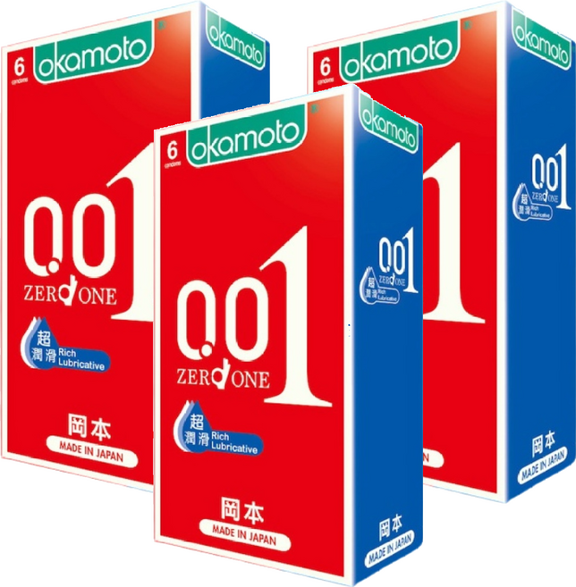 okamoto 岡本 0.01RL超潤滑保險套, 3盒, 6個
