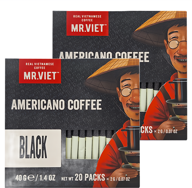 MR.VIET 即溶黑咖啡粉, 40g, 2盒, 即溶粉末