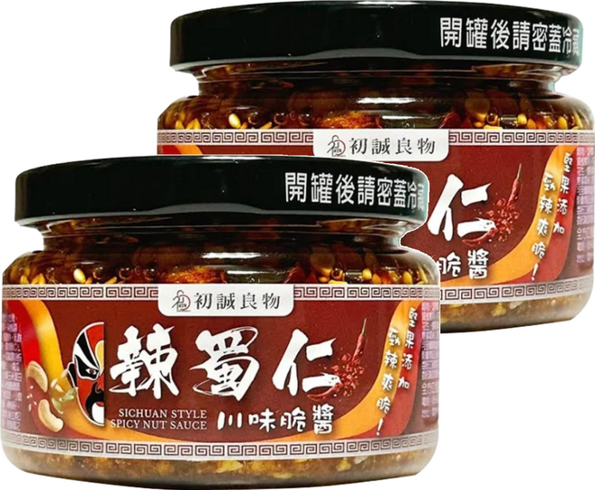 初誠良物 辣蜀仁 川味堅果脆醬, 145g, 2罐