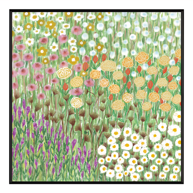 40x40cm 油畫布 + 松木內框, 春天氣息 黑框