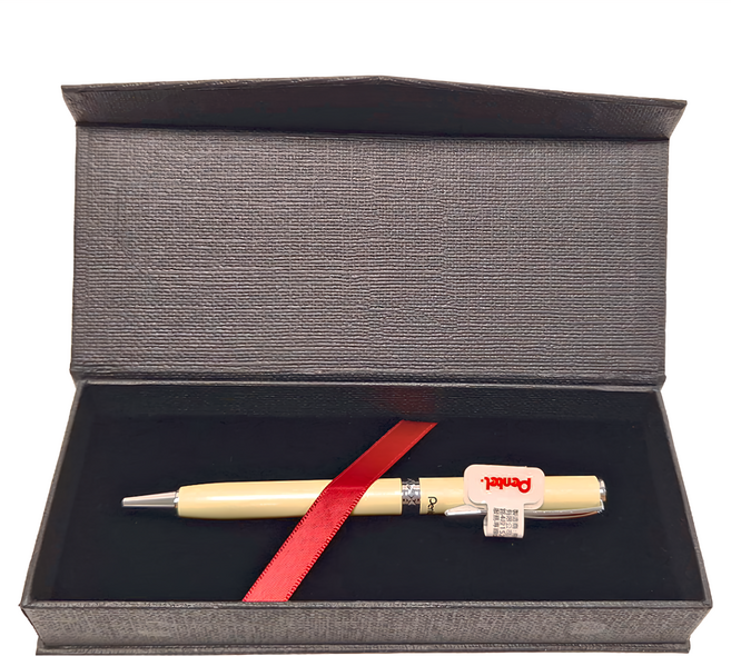 Pentel 飛龍文具 原子筆 附高級筆盒 B811W-AT, 金屬白軸, 1支