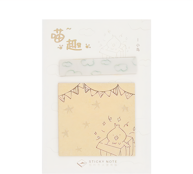 CARD LOVER 信的戀人 便利貼 喵趣, 小鳥 淺棕色, 3個, 1組