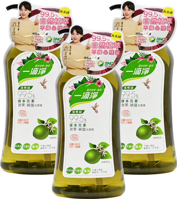 一滴淨 蘆薈多酚食品用洗潔精 檸檬, 1kg, 3瓶