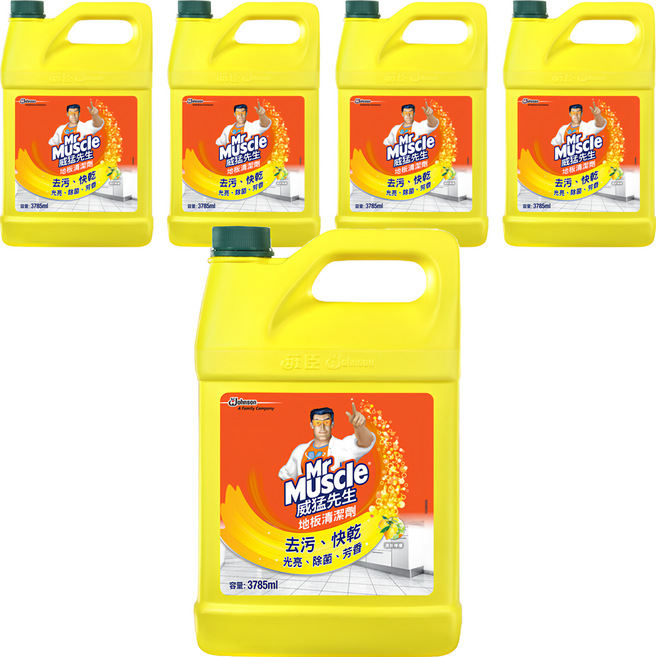 Mr Muscle 威猛先生 地板清潔劑 清新檸檬, 3.785L, 5桶