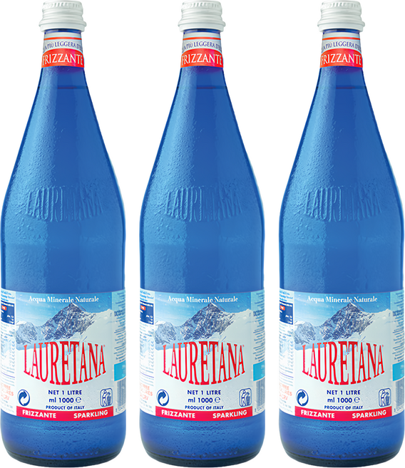 LAURETANA 蘿莉塔娜 冰河氣泡水 玻璃瓶, 1L, 3瓶