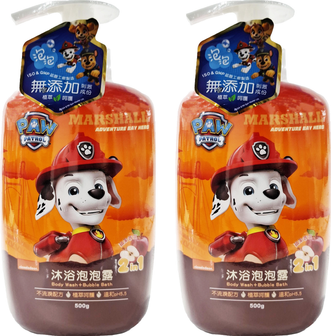PAW PATROL 汪汪隊立大功 兒童沐浴泡泡露 蘋果香氛, 500g, 2瓶