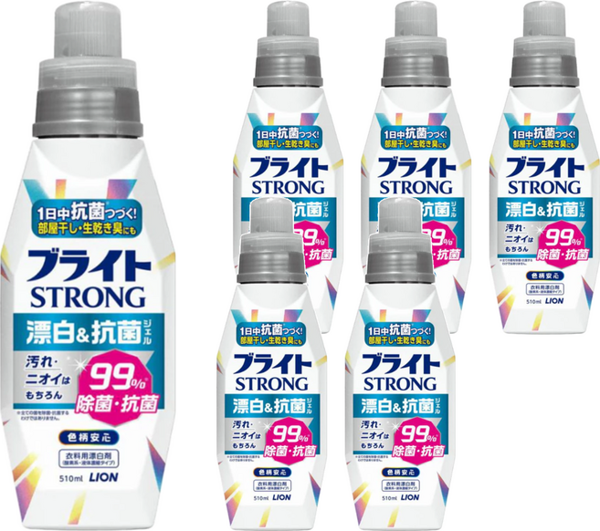 LION 獅王 STRONG 強效去污漂白劑 510ml 漂白除菌 適用於彩色衣物, 6罐