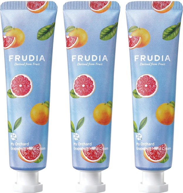FRUDIA 台灣公司貨 文青果社 輕盈保濕護手霜 葡萄柚, 30g, 3條