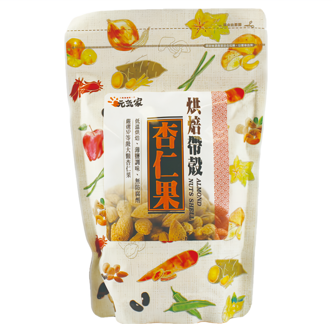 元氣家 烘焙帶殼杏仁果, 200g, 1包