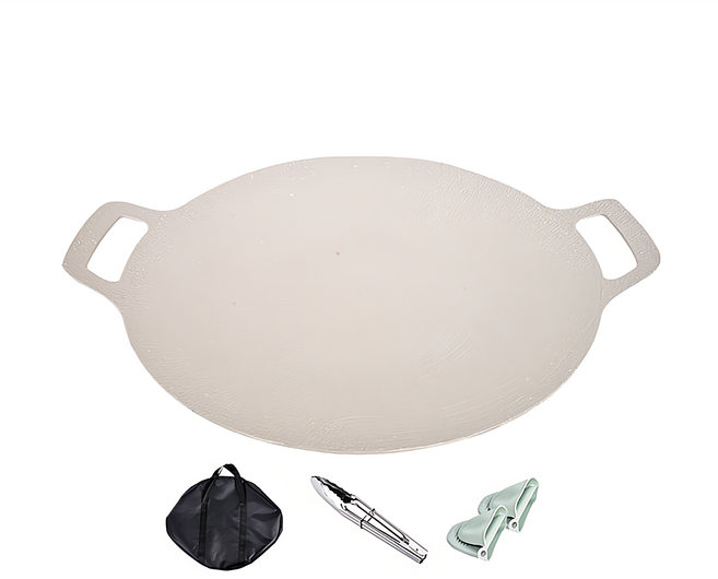 OUTSY 薄型雙耳韓式麥飯石不沾烤盤 白色 980g, 38cm, 1個