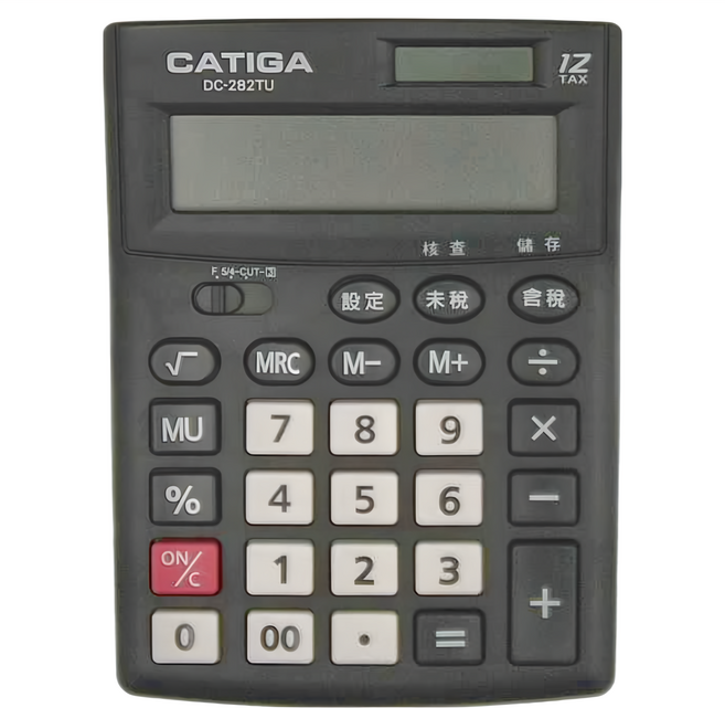 CATIGA 12位數中文稅率計算機 137 x 103 x 32mm, 黑色, 1台