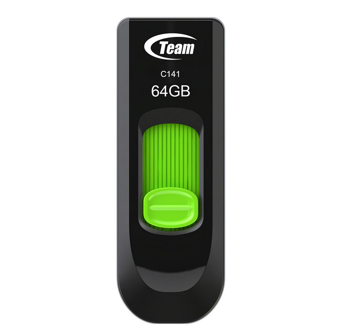 TEAMGROUP 十銓 USB2.0 隨身碟 伸縮式 C141 綠色, 64GB, 1個