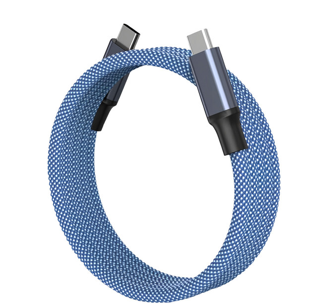 Magtame Type-C-Type-C 240W 圓線款 磁性快收納充電傳輸線 1m 藍色 1條