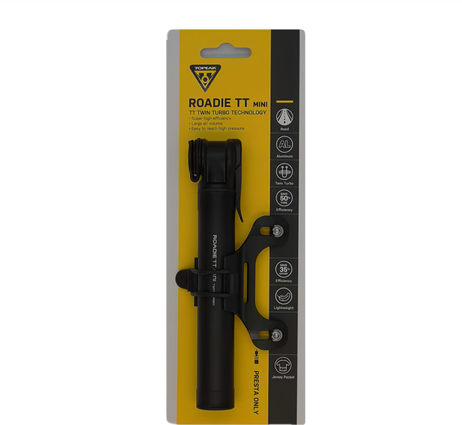 TOPEAK 渦輪增壓雙作動式迷你打氣筒 ROADIE TT Mini, 黑色, 1個
