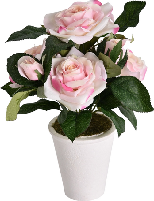 Meric Garden 高仿真台灣蝶戀花影玫瑰花藝花瓶組, 粉色, 1組
