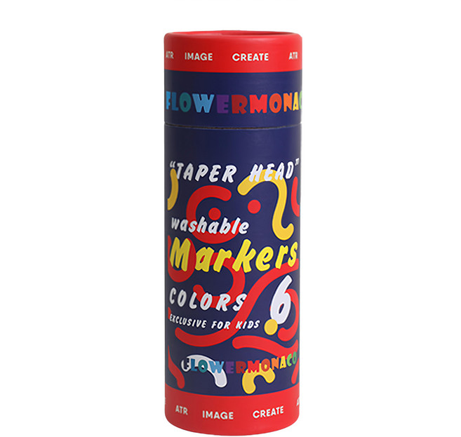 FLOWER MONACO 可水洗錐頭彩色筆 6色 兒童專用, 1組