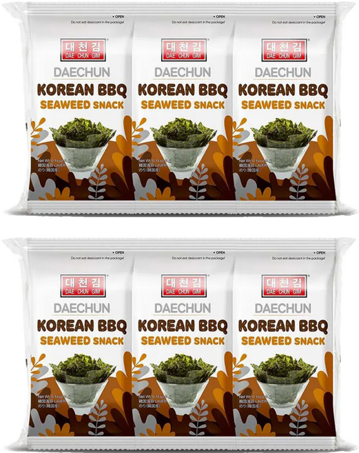 Daechungim 大川 傳統海苔 烤肉味 16包, 64g, 2袋