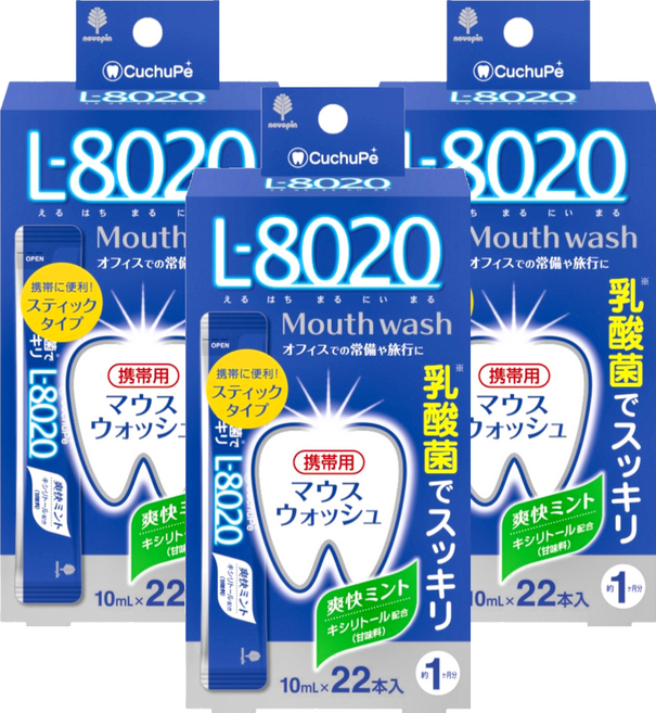 novopin 勁爽薄荷乳酸菌漱口水 含酒精 L-8020 22條, 220ml, 3盒