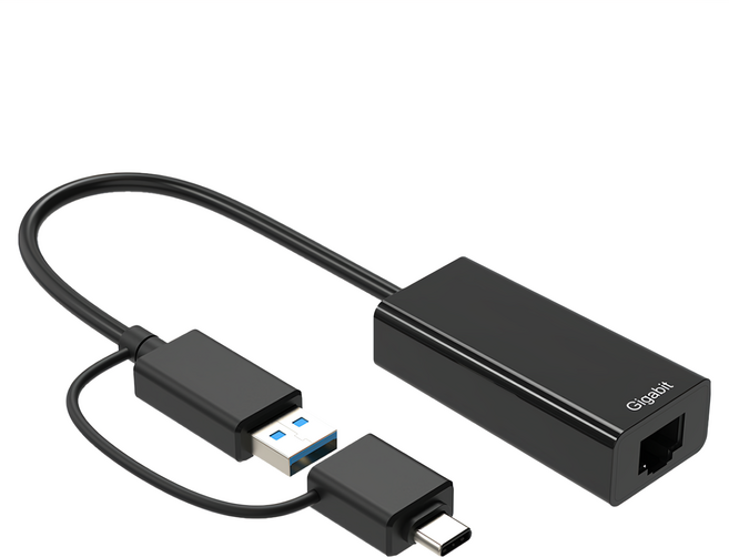 DigiSun 得揚 USB Type-C + Type-A to Gigabit 超高速乙太網路轉接器, UB322AC, 1個