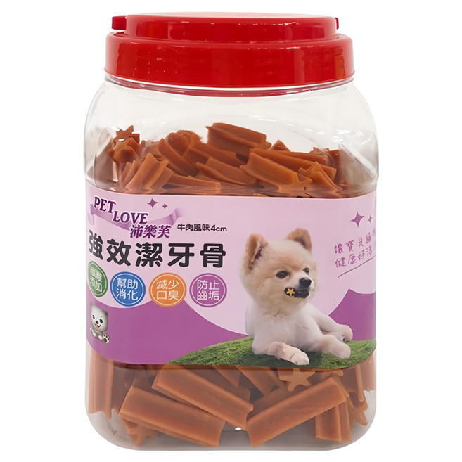 沛樂芙 強效潔牙骨 4cm, 牛肉風味, 1罐, 700g