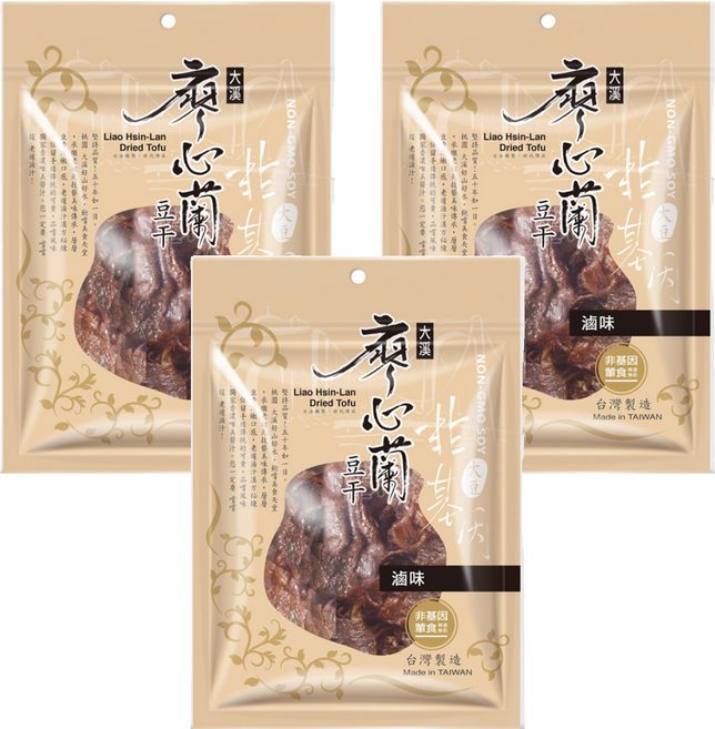 大溪廖心蘭豆干 非基改豆干 滷味, 110g, 3包