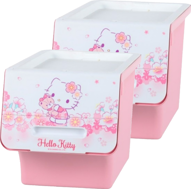 KEYWAY 聯府 直取收納箱, Kitty 粉色 + 白色, 2個