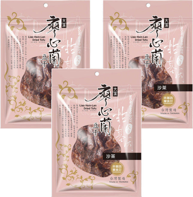 大溪廖心蘭豆干 非基改豆干 沙茶, 110g, 3包