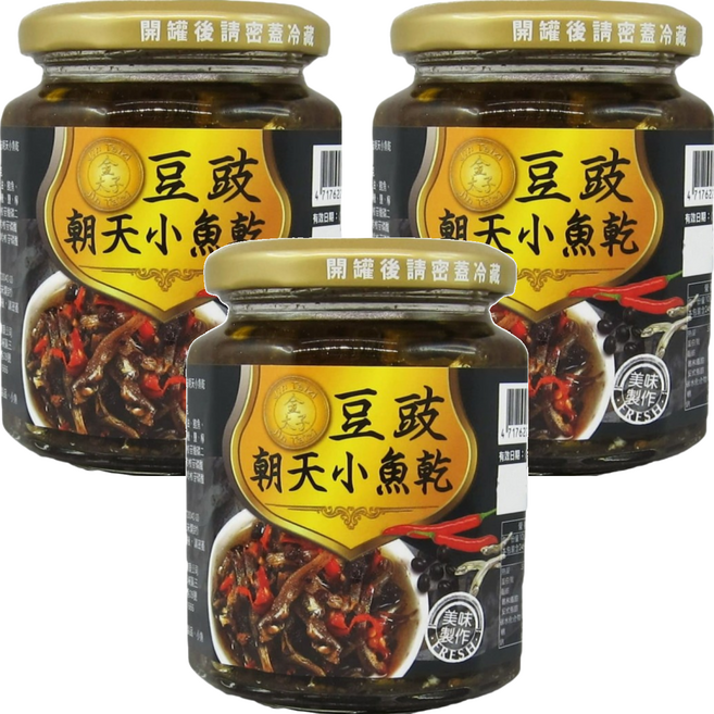 金太子 豆豉朝天小魚乾, 240g, 3罐
