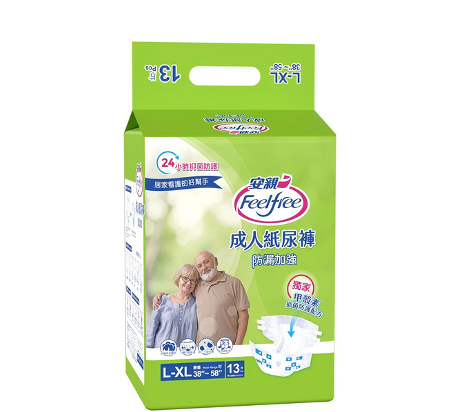 Feelfree 安親 成人紙尿褲 防漏加強型, L~XL(38~58吋), 13片, 1包