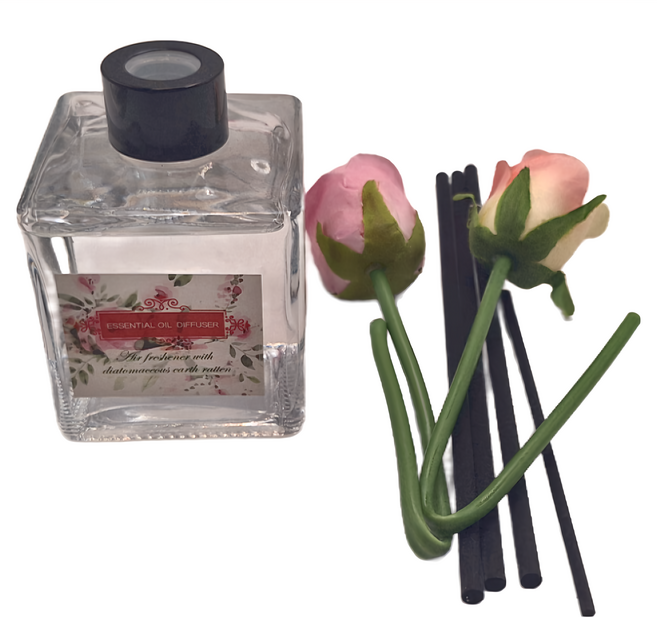 QiMart 法國精油玫瑰造型珪藻土擴香瓶 200mL, 1件, 白麝香