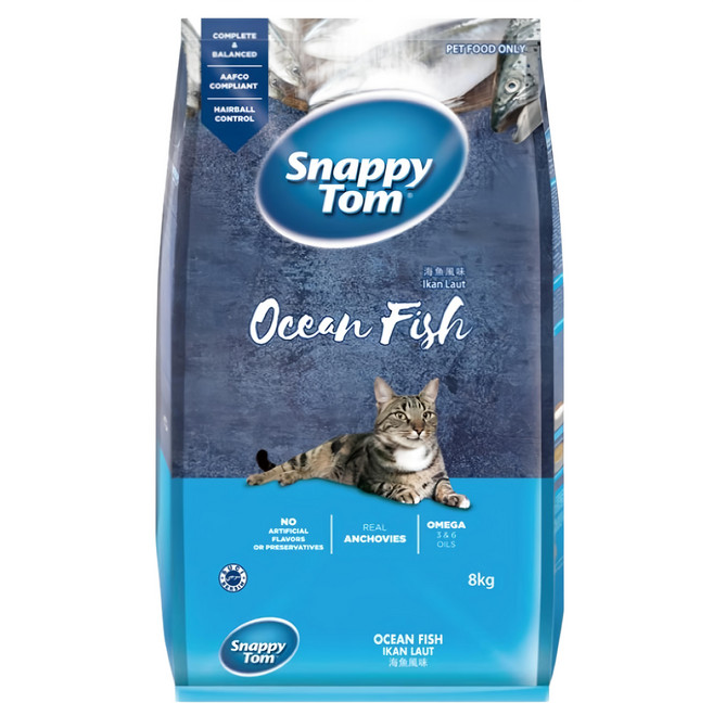 Snappy Tom 幸福貓 貓乾糧, 海魚風味, 8kg, 1袋
