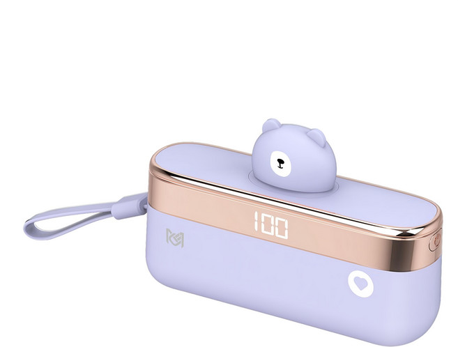 MCK 科技 小熊直插式行動電源 5000mah Lightning, MPB002, 紫色