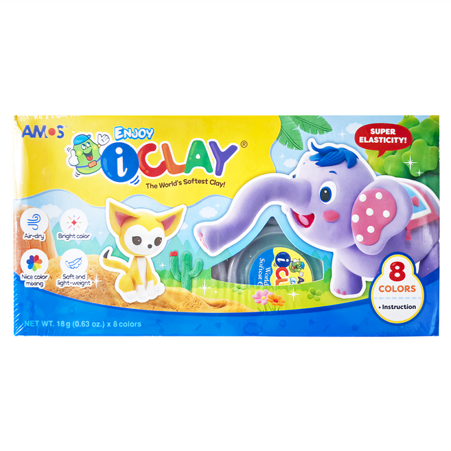 i CLAY 罐裝輕黏土 8色, 多色, 144g, 1組